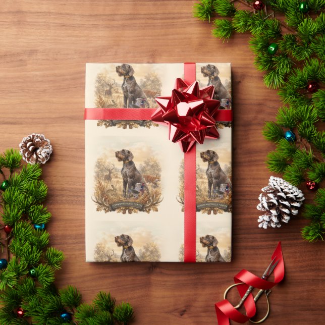 Papel De Presente Pointer Alemão de Pelo Cabeludo (Presente de Natal)