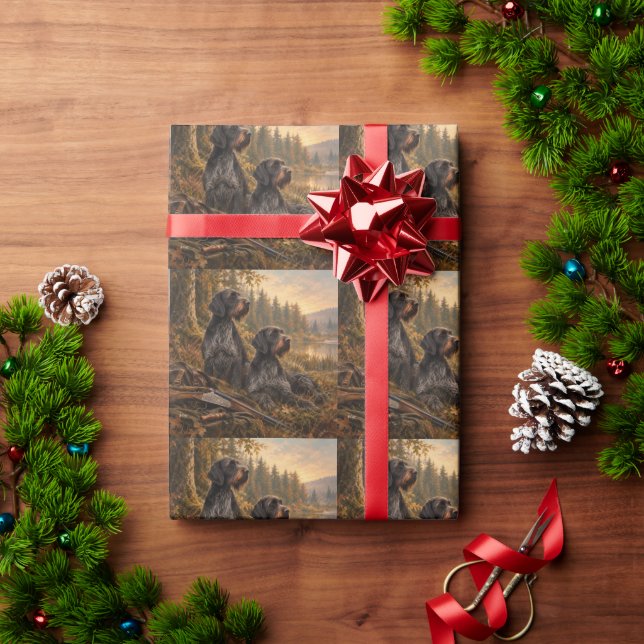 Papel De Presente Pointer Alemão de Pelo Cabeludo (Presente de Natal)