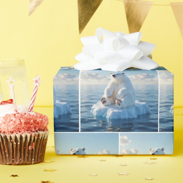 Papel De Presente Polar Bear Floating On an Ice Floe (Festa de aniversário)