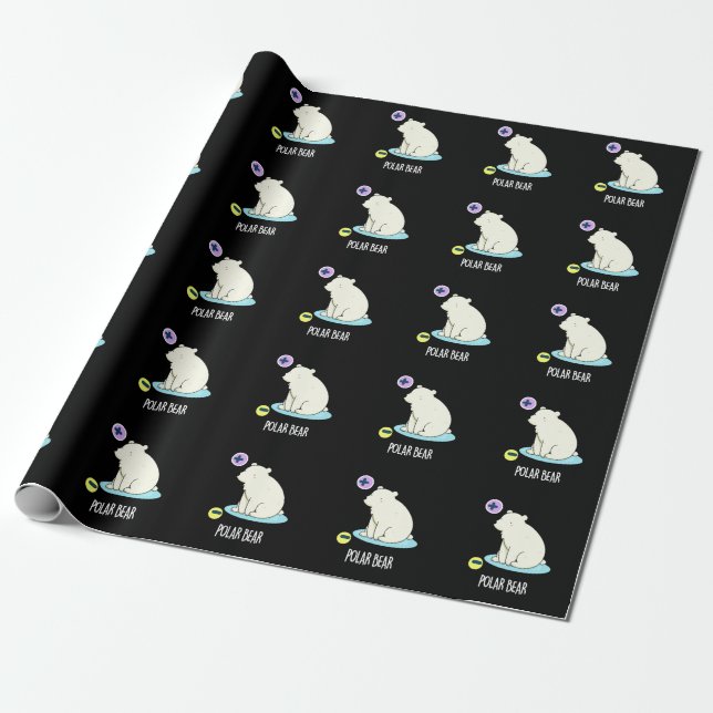 Papel De Presente Polar Bear Funny Science Pun Dark BG (Desenrolado)