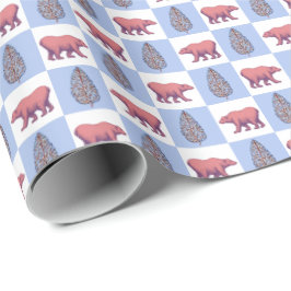 Papel De Presente Polar Bears and Block Print Topiary Wrapping Paper