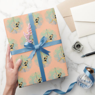 Papel De Presente Poli Esporte Mandala Flor Verde Azul Pêssego