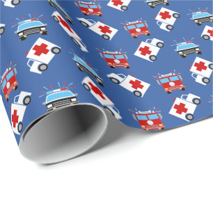 Papel De Presente Polícia do fogo   do veículo   da emergência   EMT