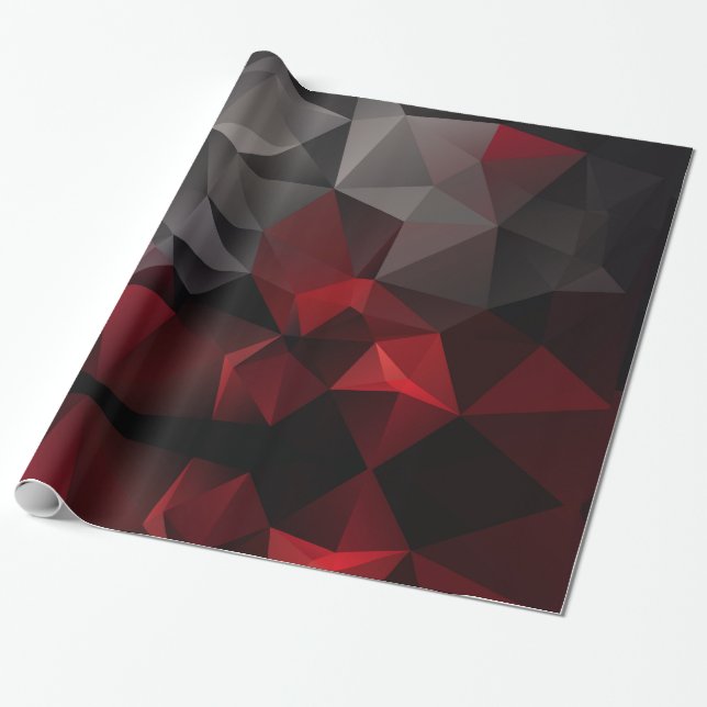 Papel De Presente Poligonal, preto e vermelho (Desenrolado)