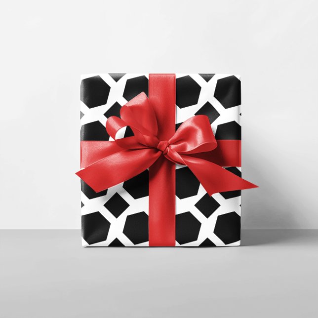 Papel De Presente Polígonos brancos e negros (White and Black Polygons Wrapping Paper)