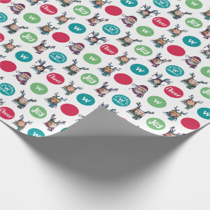 Papel De Presente Polk Dot Animal Family Monogramas Fotos de Natal