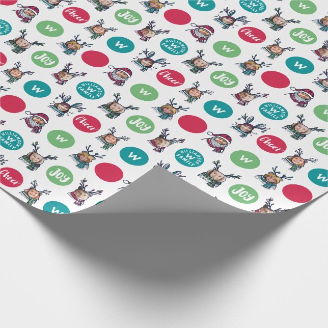 Papel De Presente Polk Dot Animal Family Monogramas Fotos de Natal (Ponta)