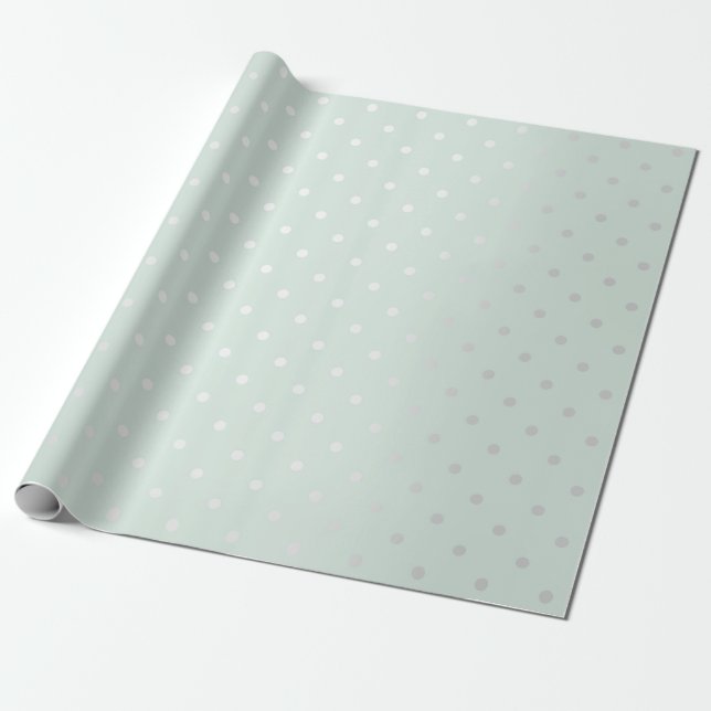 Papel De Presente Polka Pequenos Pontos Cinza Azul Tiffany Aqua (Desenrolado)