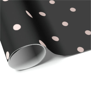 Papel De Presente Polka - Pequenos Pontos - Stripes Pó Preto - Rosa