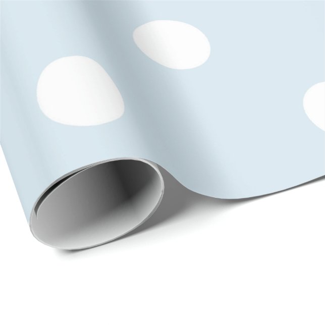Papel De Presente Polka Small Dots Baby Blue White Classel Pastel (Ponta do rolo)