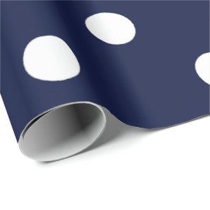 Papel De Presente Polka Small Dots Blue Marinho White Classant