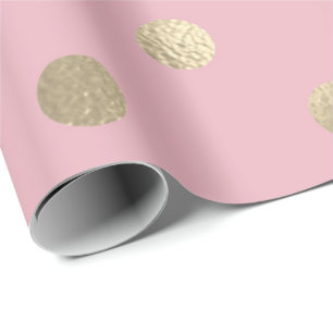 Papel De Presente Polka Small Dots Pó Pastel Rosa Foxier Dourado