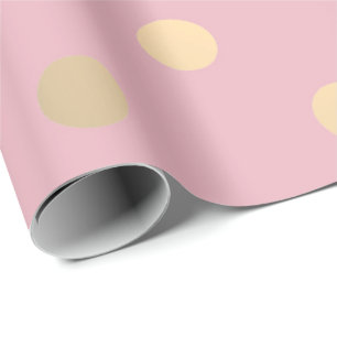 Papel De Presente Polka Small Dots Pó Pastel Rosa Foxier Dourado