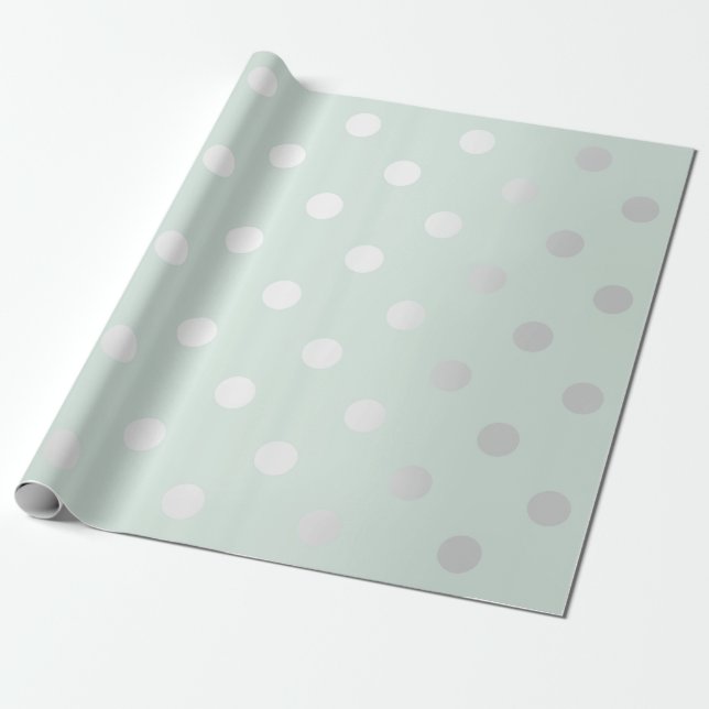 Papel De Presente Polka Small Dots Tiffany Aqua Mint Silver Cinza (Desenrolado)