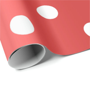 Papel De Presente Polka Small Dots White Ladybug Summertime Red
