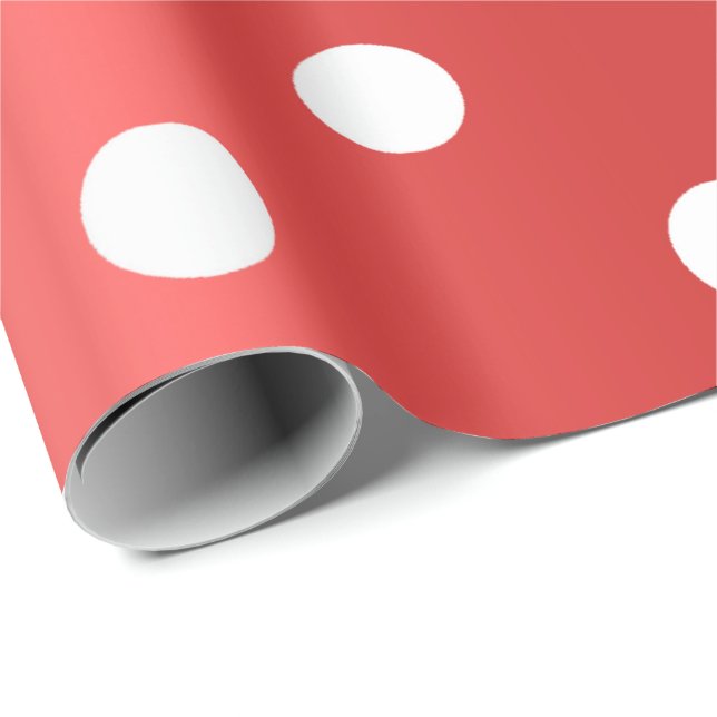 Papel De Presente Polka Small Dots White Ladybug Summertime Red (Ponta do rolo)