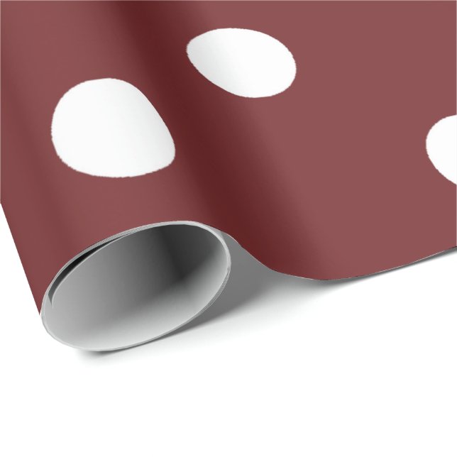 Papel De Presente Polka Small White Dots Bright Burgundy Maroon (Ponta do rolo)