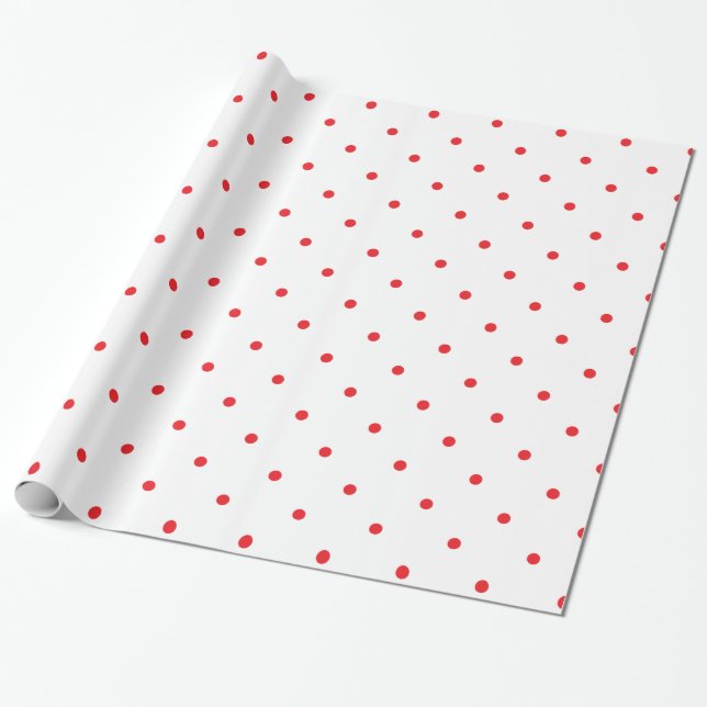 Papel De Presente Polkadots vermelho pequeno (Desenrolado)