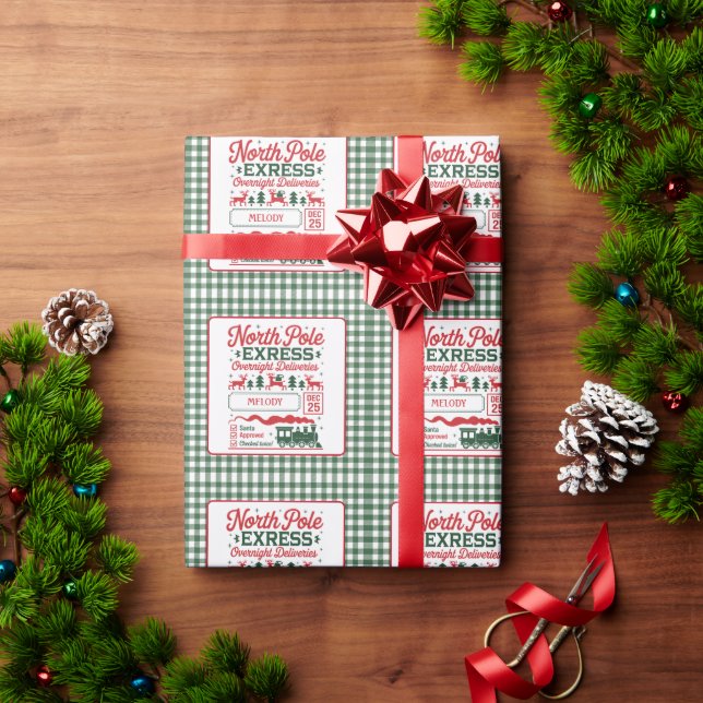 Papel De Presente Polo Norte Verde entrega expressa do Papai Noel xa (Presente de Natal)