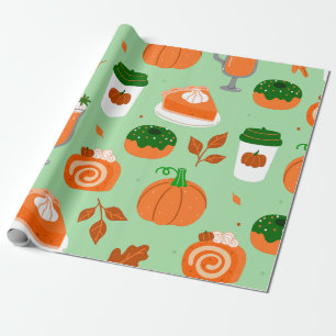 Papel De Presente polpa de abóbora café verde pastel