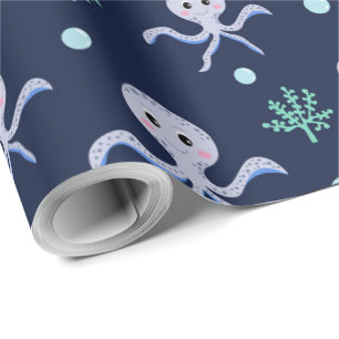 Papel De Presente Polvo sob o padrão infantil marinho