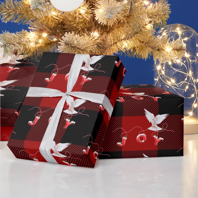 Papel De Presente Pomada Branca Com Ornamento De Joy (Feriados)