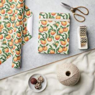 Papel De Presente Pomar de Aquarela de Laranja Fresca