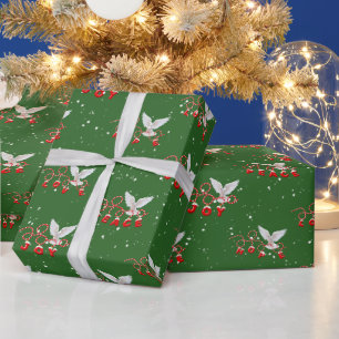 Papel De Presente Pomba do Natal com Texto de Férias Inspirador