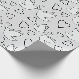 Papel De Presente Pombas de Casamento Fofas para Chuveiro de Noiva C
