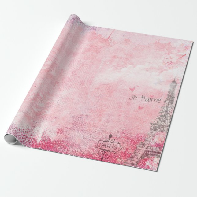 Papel De Presente Pombos-porcas da torre de Paris eiffel (Desenrolado)