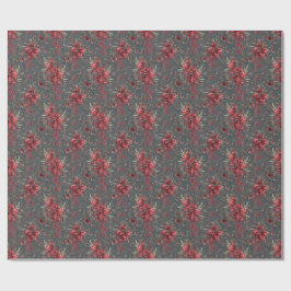 Papel De Presente Pomegranate & Olive Botanical Wrapping Paper