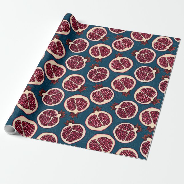 Papel De Presente Pomegranate slices wrapping paper (Desenrolado)