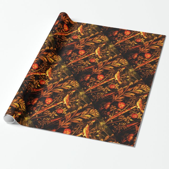 Papel De Presente POMPEII COLLECTION NIGHTINGALE COM ROSA, Vermelho (Desenrolado)