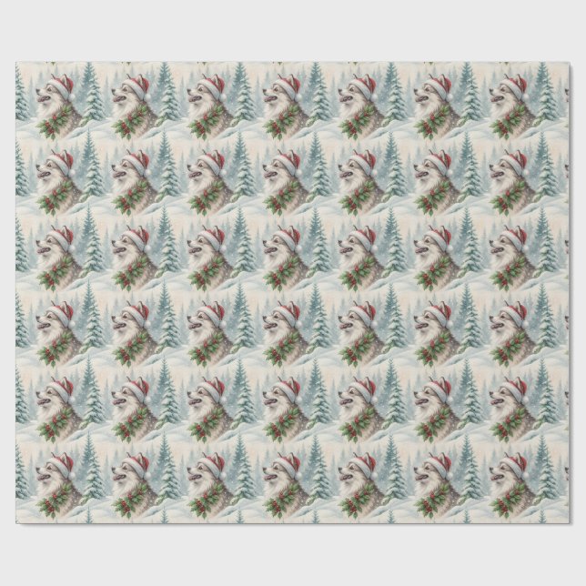 Papel De Presente Pomsky Christmas Wrapping Paper (Aberto)
