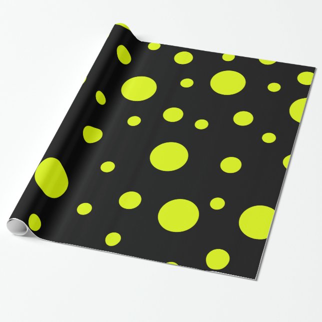 Papel De Presente Pontas do Sol: Bolinhas Preta e Amarela (Desenrolado)