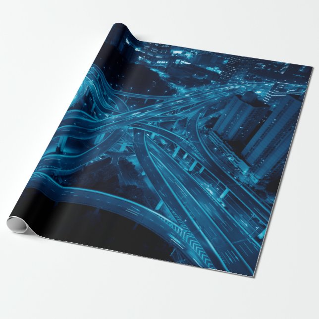 Papel De Presente ponte elevada da Estrada Yanan de Xangai à noite c (Desenrolado)