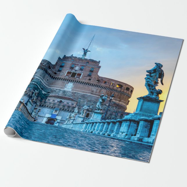 Papel De Presente Ponte Sant'Angelo ao amanhecer - Roma Itália (Desenrolado)