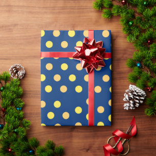 Papel De Presente Pontinhos Azul, Amarelo e Laranja Pastel Fofos