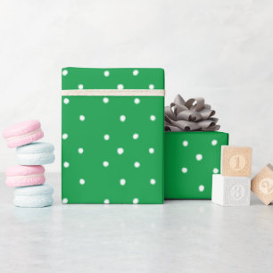 Papel De Presente Pontinhos Verde E Branco