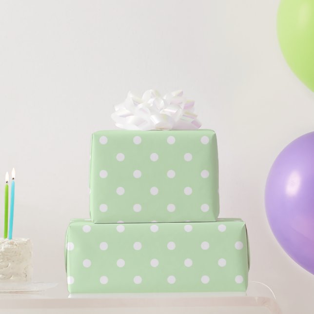 Papel De Presente Pontinhos Verdes de Bebê (Presentes para festas)