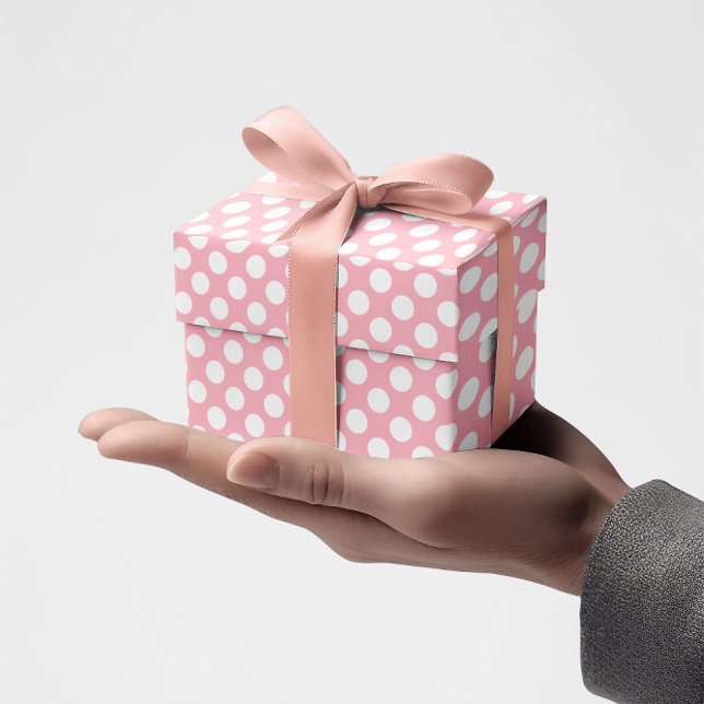 Papel De Presente Ponto de Bolha Rosa e Branco (Pink and White Polka Dot Wrapping Paper)