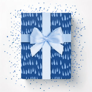 Papel De Presente Ponto de Chuva em Azul Índigo