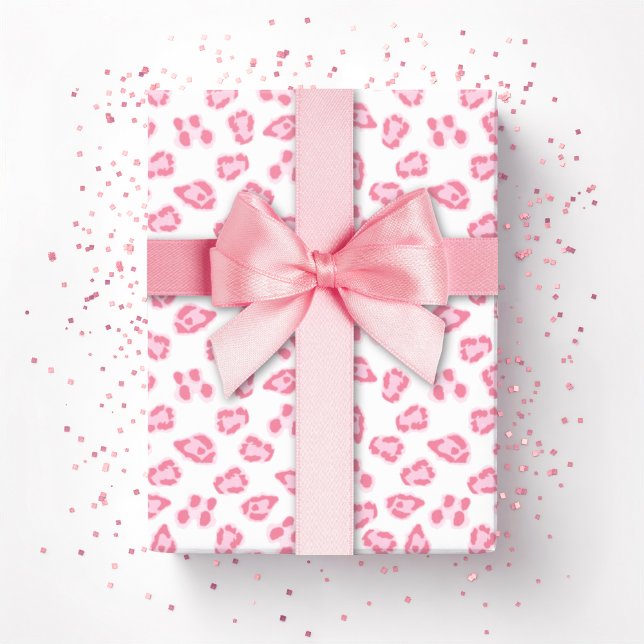 Papel De Presente Ponto de Leopardo em Rosa (Criador carregado)