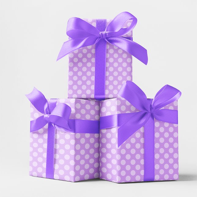 Papel De Presente Ponto Lavanda Pálido (Pale Lavender Polka Dot Wrapping Paper)