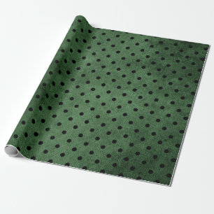 Papel De Presente Ponto Preto e Verde Rústico Impressão de Bolinhas