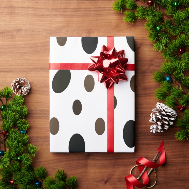 Papel De Presente Ponto Preto Marrom (Presente de Natal)