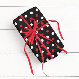 Papel De Presente Ponto Preto Vermelho e Branco