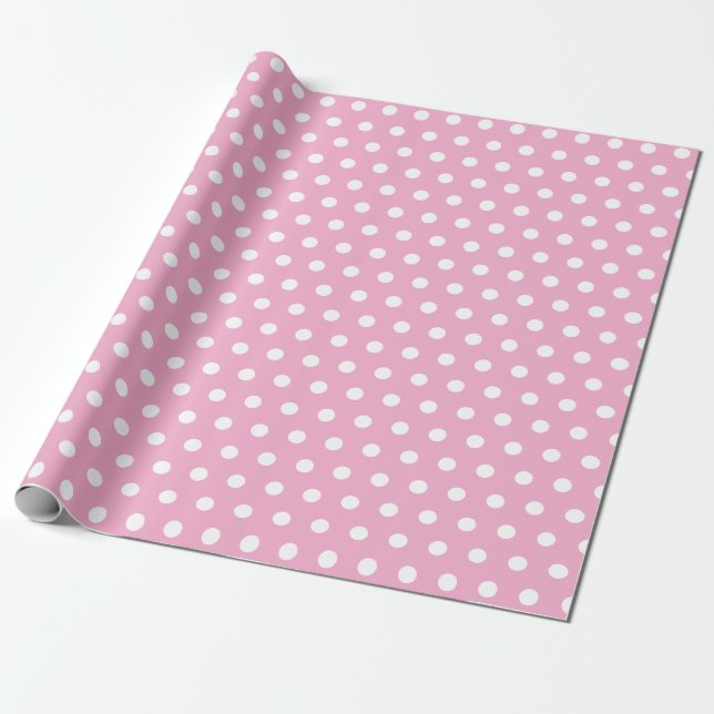 Papel De Presente ponto riscado rosa e branco (Desenrolado)