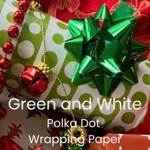 Papel De Presente Ponto Verde e Branco de Natal