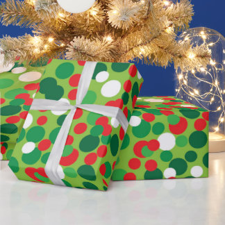 Papel De Presente Ponto Verde e Vermelho Natal Férias de Inverno